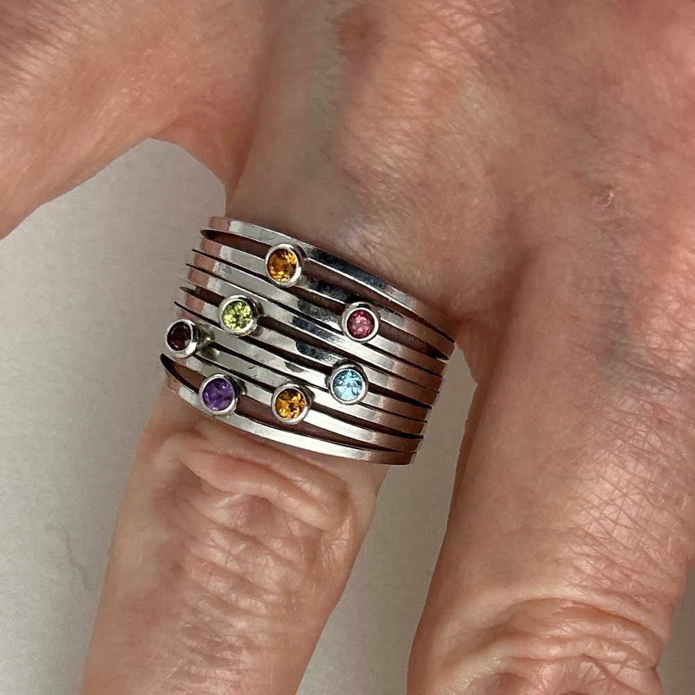 Rhodium Plated Sterling Silver Women’s Stacked Ring